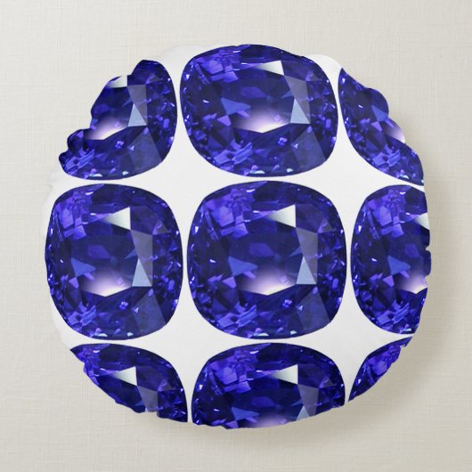 青のパターン ラウンドクッション (正面)