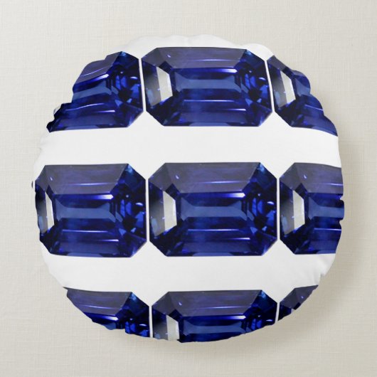 青のパターン ラウンドクッション (正面)