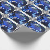 青のパターン ラッピングペーパー (角)