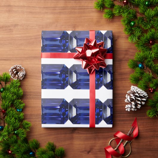 青のパターン ラッピングペーパー (クリスマスギフト)
