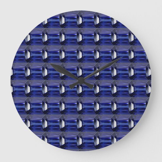青のパターン ラージ壁時計 (正面)