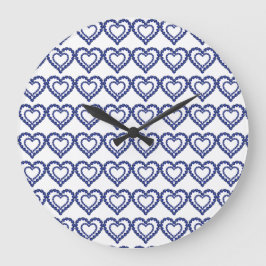 青のパターン ラージ壁時計