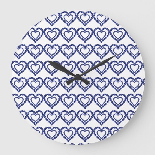 青のパターン ラージ壁時計 (正面)