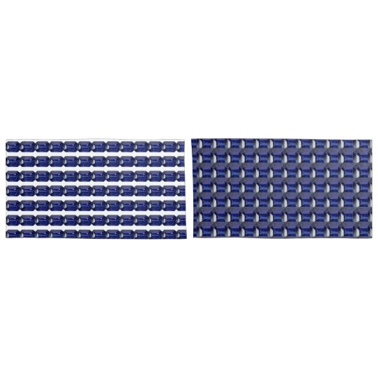 青のパターン 枕カバー (裏面-セット)