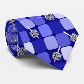 青のパッチワーク浚渫船 ネクタイ (ロール)