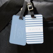 青のパモダンタストライプのーン ラゲッジタグ