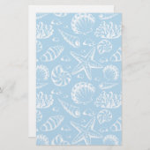 青のビーチパターン 便箋 (正面/裏面)
