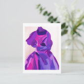 青のファッショニスタ花型女性歌手 ポストカード (スタンド正面)