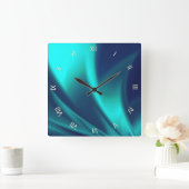 青のフラッシュ スクエア壁時計 (ホーム)