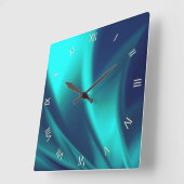 青のフラッシュ スクエア壁時計 (傾斜)