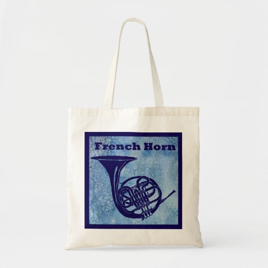 青のフレンチ・ホルン トートバッグ (正面)