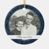 青のフローラ枠：記念：写真オーナメント セラミックオーナメント (正面)