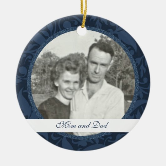 青のフローラ枠:記念:写真オーナメント セラミックオーナメント (正面)