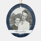 青のフローラ枠：記念：写真オーナメント セラミックオーナメント (左)