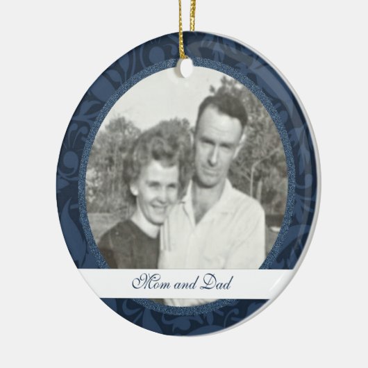 青のフローラ枠:記念:写真オーナメント セラミックオーナメント (左)