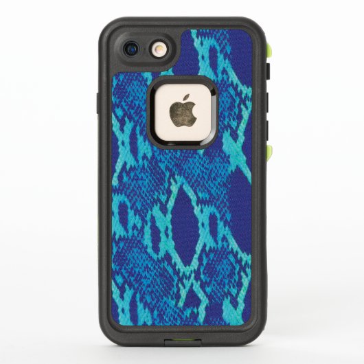 青のヘビ皮 LifeProof iPhoneケース (裏面)
