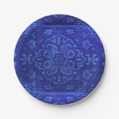 青のペルシャ絨毯の一見 ペーパープレート (正面)