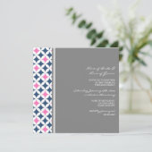 青のホットピンクパターン婚約パーティ招待状 招待状 (スタンド正面)