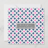 青のホットピンクパターン婚約パーティ招待状 招待状 (裏面)