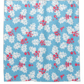 青のホリーベリー シャワーカーテン (正面)