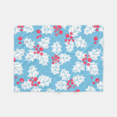 青のホリーベリー フリースブランケット (正面(横))