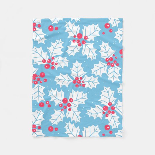 青のホリーベリー フリースブランケット (正面)