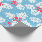 青のホリーベリー ラッピングペーパー (角)