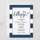 青のボーイ ストライプ 招待状 (正面)