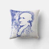 青のポップアートのポートレートアレクサンダー・ハミルトン クッション (裏面)
