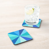 青のポップアートのモダン60sファンキーで幾何学的な光線 コースター (右側)