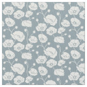 青のポピー畑 ファブリック (クローズアップ)