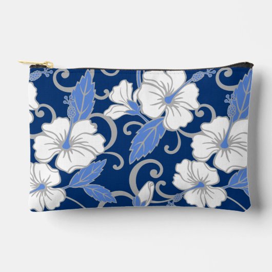 青のポリネシアの夢のパターン アクセサリーポーチ (正面)