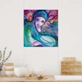 青のマスク/ベネチアンマスカレード顔 ポスター (キッチン)