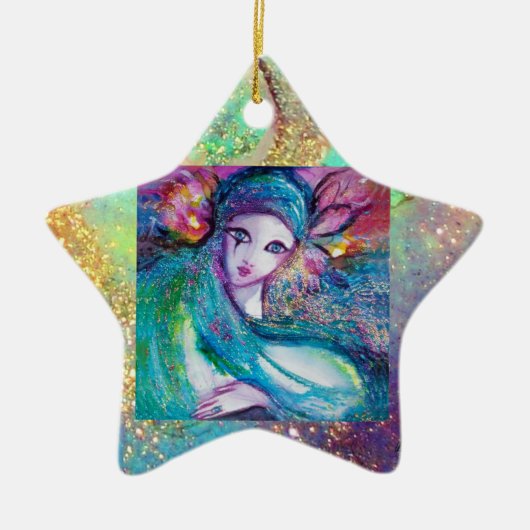 青のマスク/ヴェネツィアの仮装マスク セラミックオーナメント (正面)