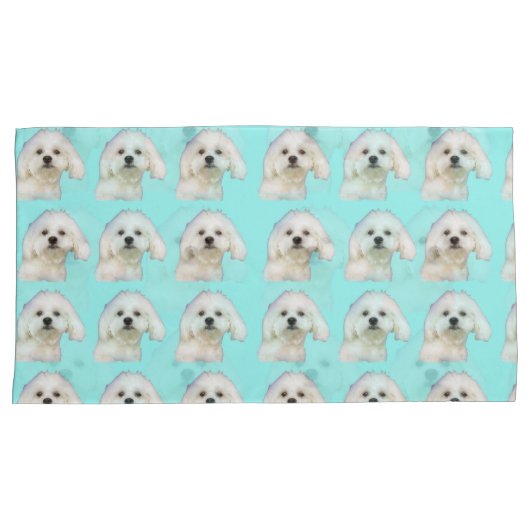 青のマルタの子犬 枕カバー (正面右)