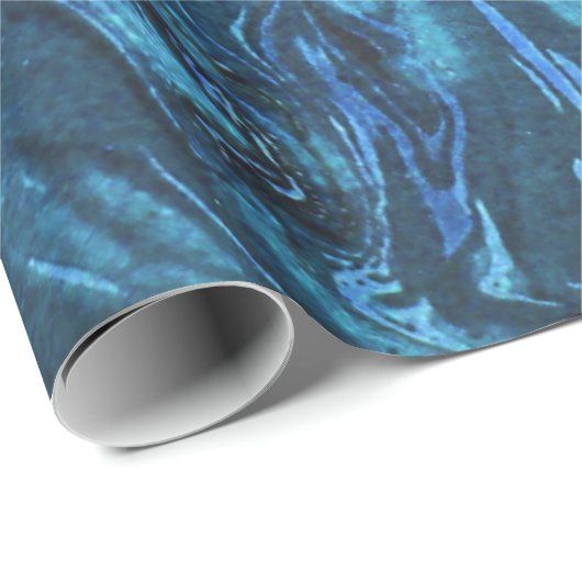 青のマーブル紙の抽象芸術のギフト用包装紙 ラッピングペーパー (ロールコーナー)