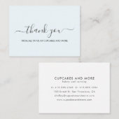 青のミニマエレガントリストサンキューカード 名刺 (正面/裏面)