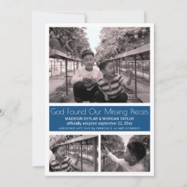 青のミニマモダンリストの子どもの養子縁組3写真 案内状