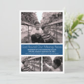 青のミニマモダンリストの子どもの養子縁組3写真 案内状 (スタンド正面)