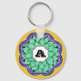 青のモダンなポインセチア キーホルダー