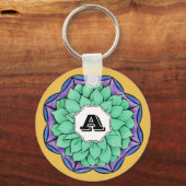 青のモダンなポインセチア キーホルダー (正面)