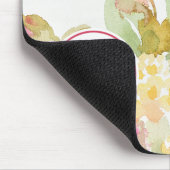 青のモノグラム|の白いデイジー マウスパッド (コーナー)