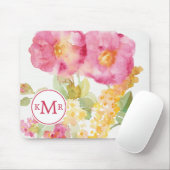 青のモノグラム|の白いデイジー マウスパッド (マウス)