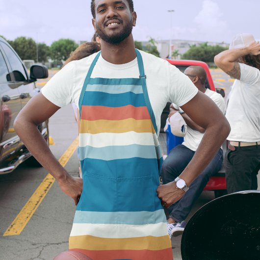 青のユニフォームストライプ エプロン
