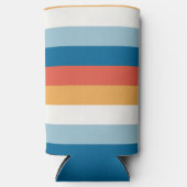 青のユニフォームストライプ スリム缶クーラー (正面)