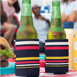 青のユニフォームストライプ 缶クーラー