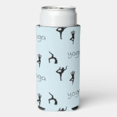 青のヨガポーズと文字パターン スリム缶クーラー (Seltzer裏面)