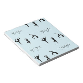 青のヨガポーズと文字パターン ノートパッド