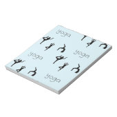 青のヨガポーズと文字パターン ノートパッド (回転)