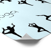 青のヨガポーズと文字パターン ポスター (角)